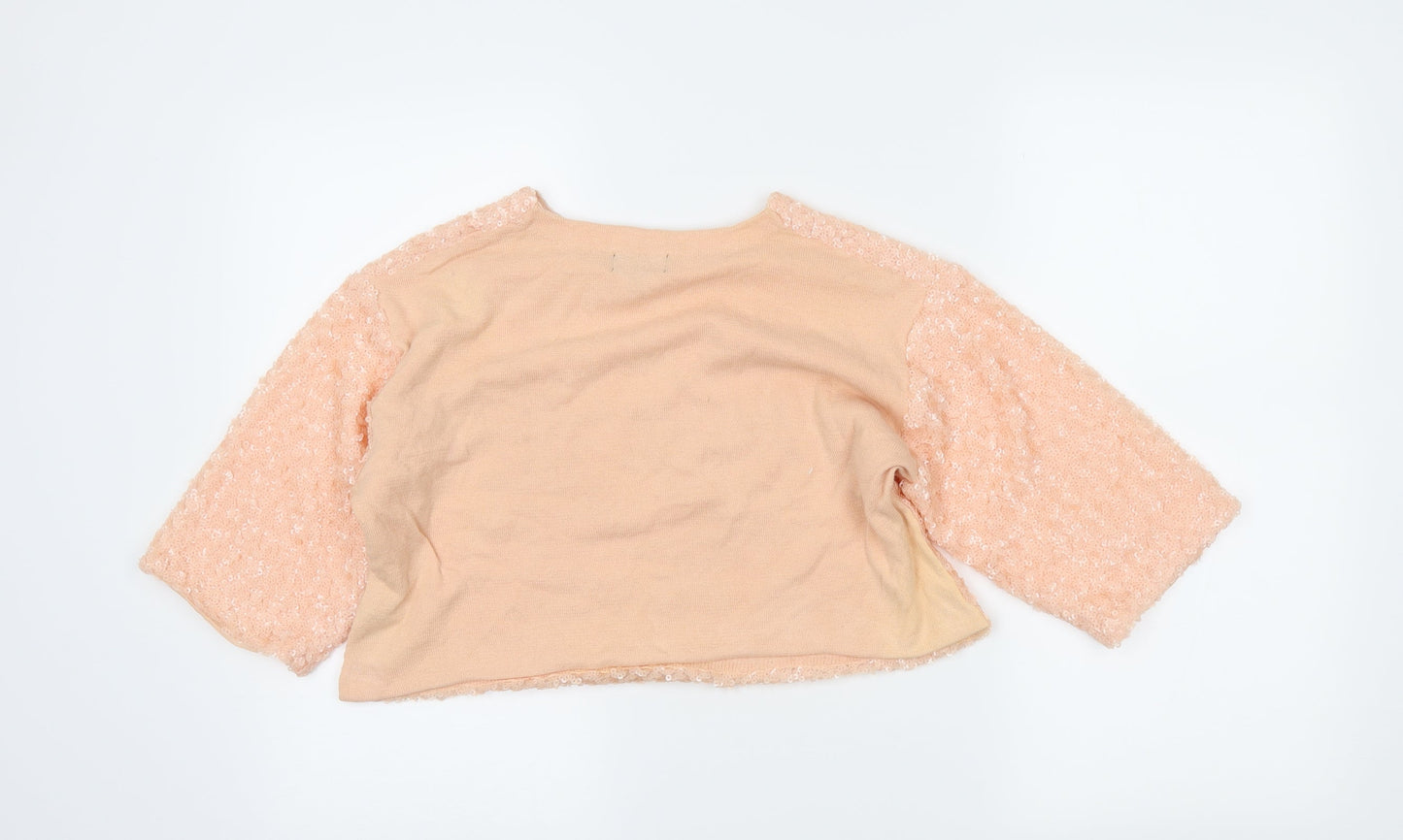 Womens UK Size 10 Topshop Pink Cropped T-Shirt