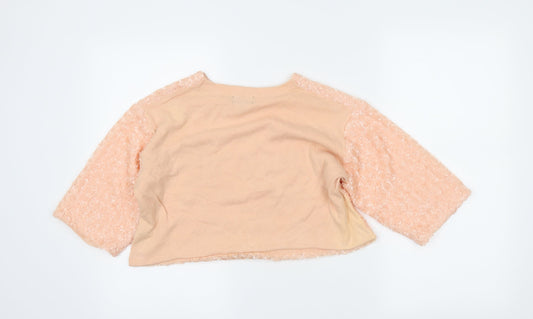 Womens UK Size 10 Topshop Pink Cropped T-Shirt