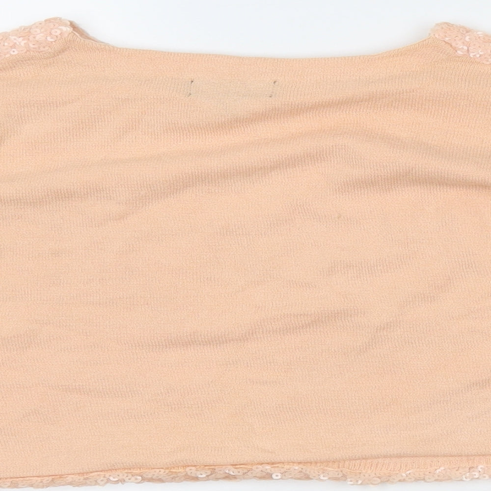 Womens UK Size 10 Topshop Pink Cropped T-Shirt