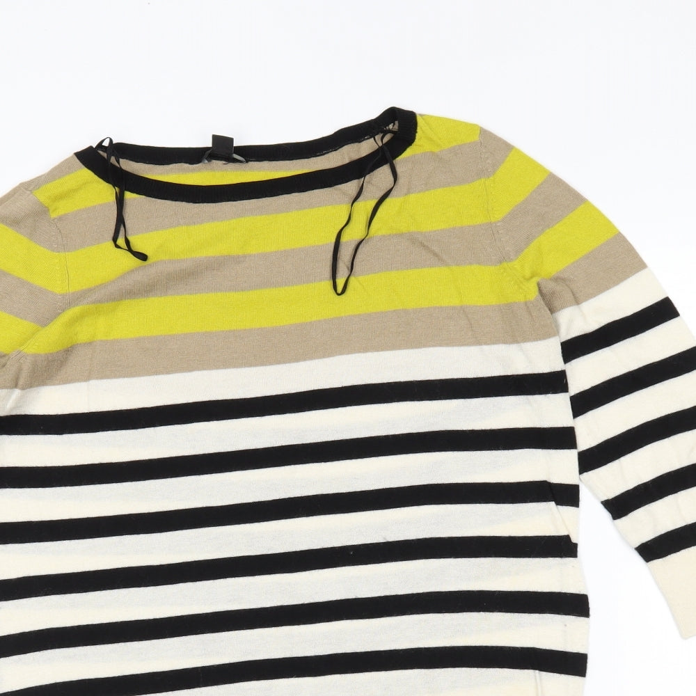 Ann Taylor Womens Black Striped  Pullover Jumper Size M