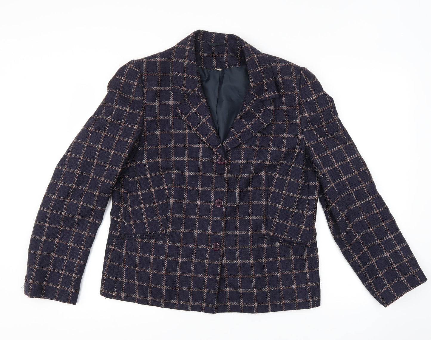 EWM Womens Blue Check  Jacket Suit Jacket Size 14