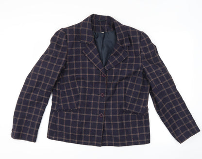 EWM Womens Blue Check  Jacket Suit Jacket Size 14