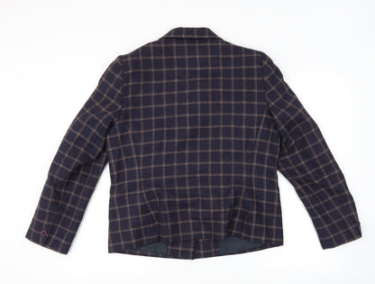 EWM Womens Blue Check  Jacket Suit Jacket Size 14