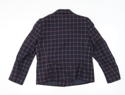 EWM Womens Blue Check  Jacket Suit Jacket Size 14