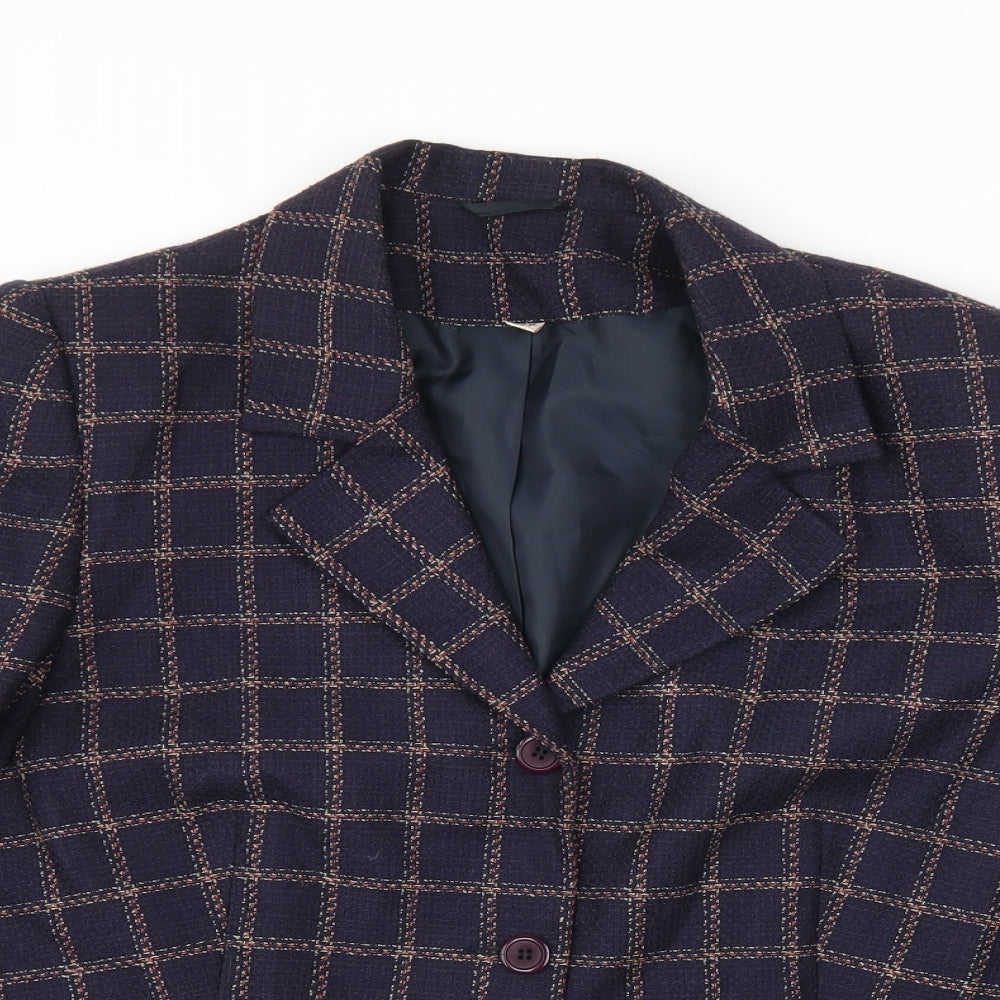 EWM Womens Blue Check  Jacket Suit Jacket Size 14