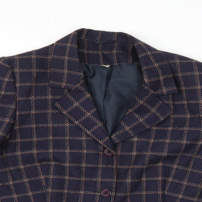 EWM Womens Blue Check  Jacket Suit Jacket Size 14