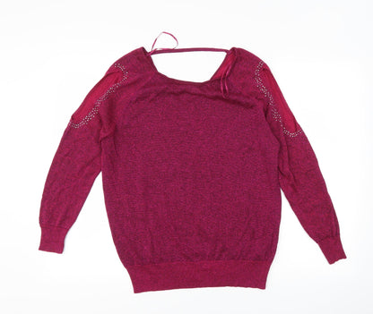 Matalan Womens Pink   Pullover Jumper Size 12  - Cut Out Shoulder