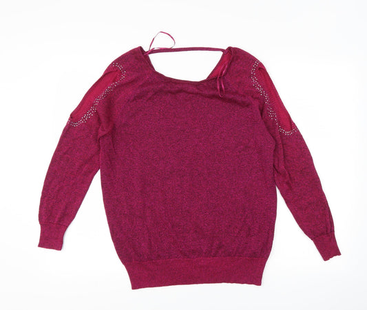 Matalan Womens Pink   Pullover Jumper Size 12  - Cut Out Shoulder