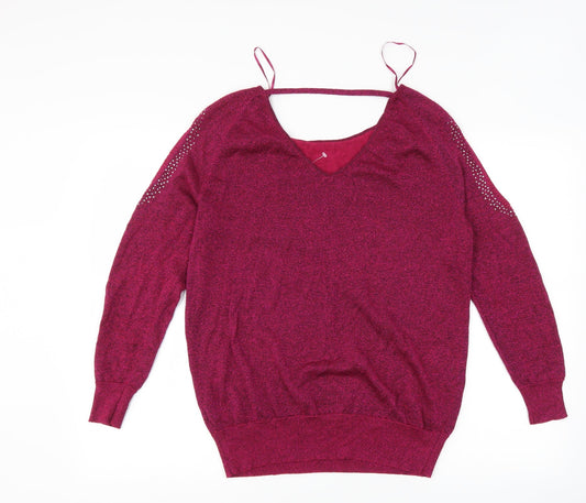 Matalan Womens Pink   Pullover Jumper Size 12  - Cut Out Shoulder