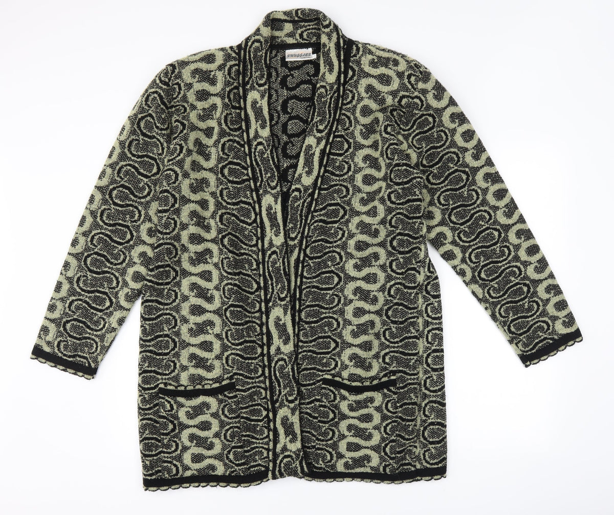 snuggles Womens Black Geometric  Jacket Coatigan Size L