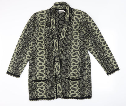 snuggles Womens Black Geometric  Jacket Coatigan Size L