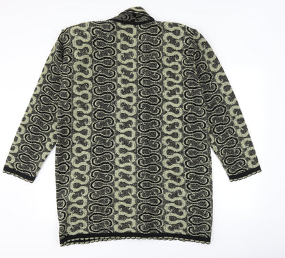 snuggles Womens Black Geometric  Jacket Coatigan Size L