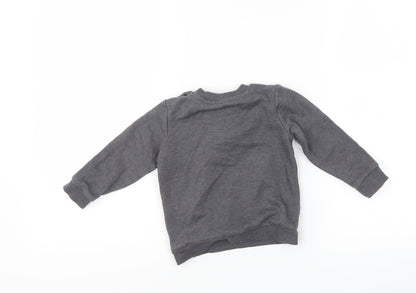 F&F Girls Grey   Pullover Jumper Size 9-12 Months  - penguin