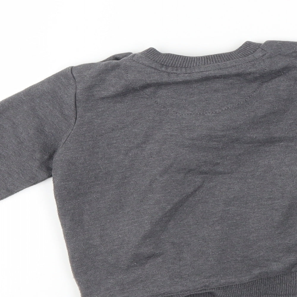 F&F Girls Grey   Pullover Jumper Size 9-12 Months  - penguin