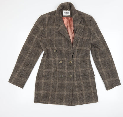 Wallis Womens Brown Check  Jacket Suit Jacket Size 8