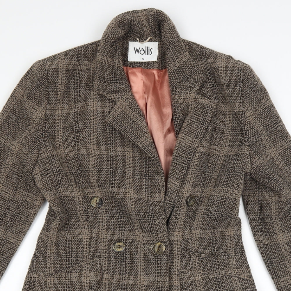 Wallis Womens Brown Check  Jacket Suit Jacket Size 8