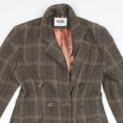 Wallis Womens Brown Check  Jacket Suit Jacket Size 8