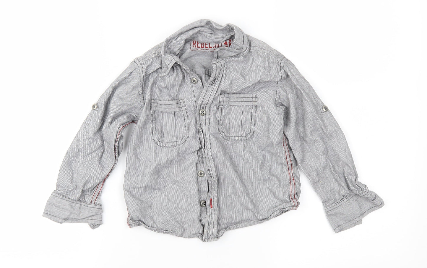 Rebel Boys Grey Striped  Basic Button-Up Size 2-3 Years