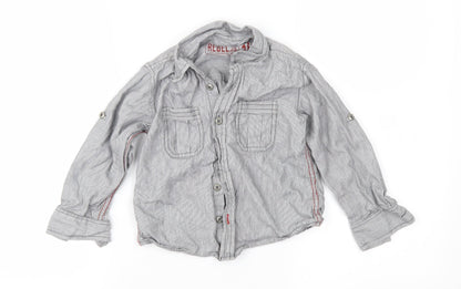 Rebel Boys Grey Striped  Basic Button-Up Size 2-3 Years