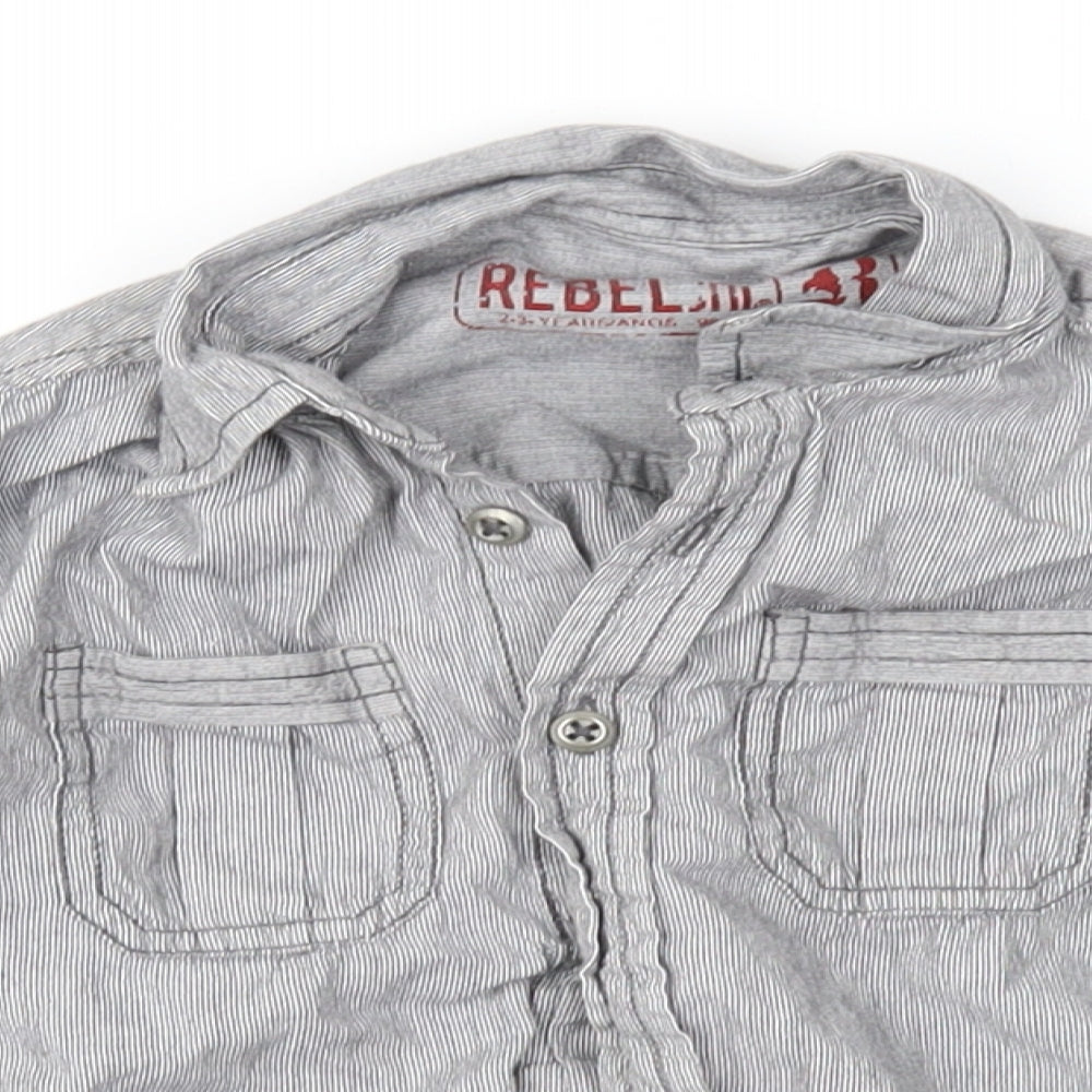 Rebel Boys Grey Striped  Basic Button-Up Size 2-3 Years