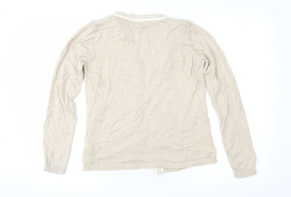 Bonmarché Womens Brown Geometric Knit Pullover Jumper Size XS