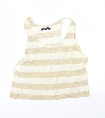 +Subi Womens Beige Striped Knit Vest Jumper Size M