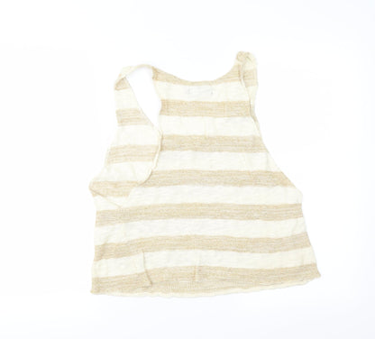 +Subi Womens Beige Striped Knit Vest Jumper Size M