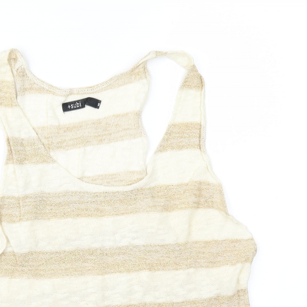 +Subi Womens Beige Striped Knit Vest Jumper Size M