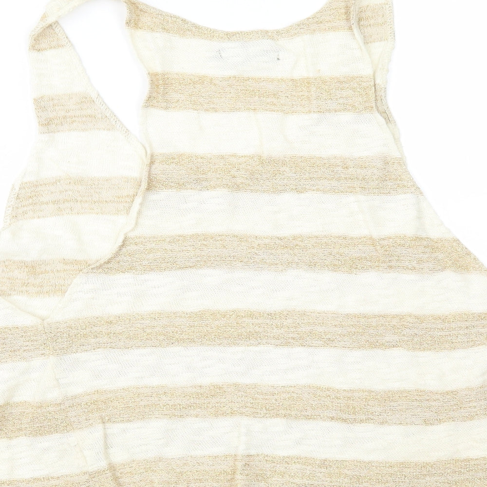 +Subi Womens Beige Striped Knit Vest Jumper Size M