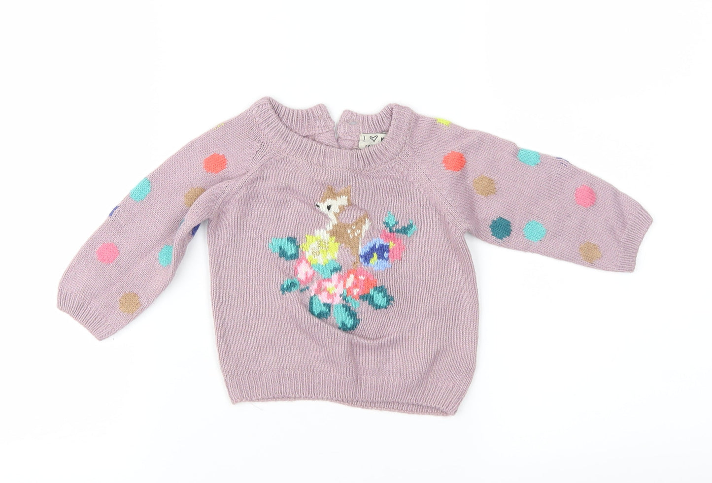 NEXT Girls Purple Fair Isle Knit Pullover Jumper Size 3-6 Months