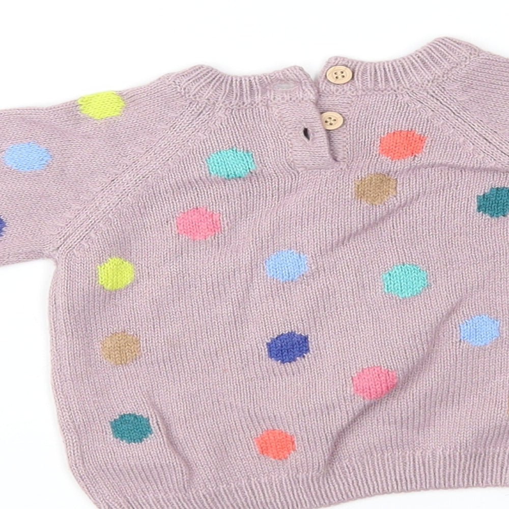 NEXT Girls Purple Fair Isle Knit Pullover Jumper Size 3-6 Months