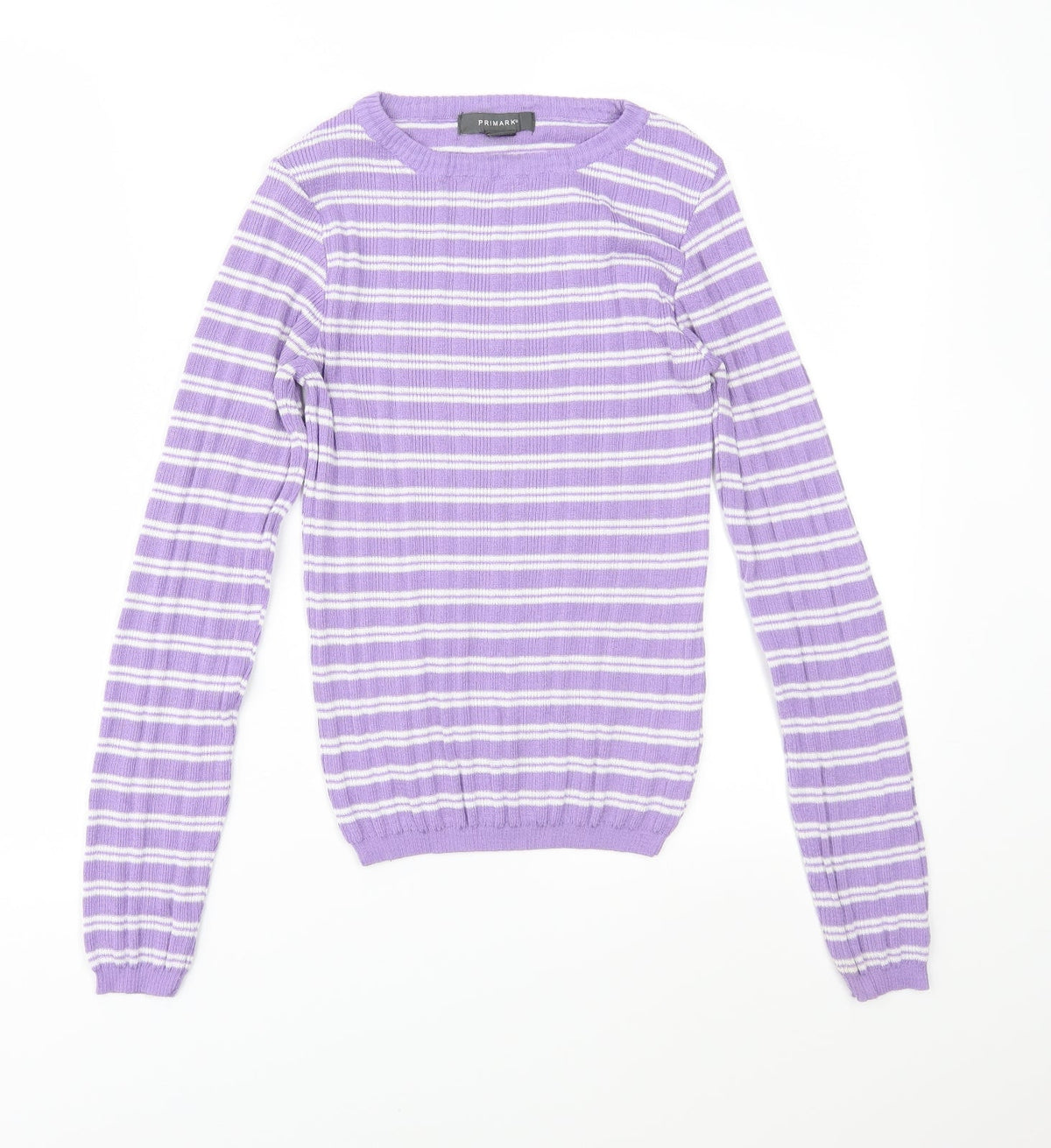 Primark Womens Purple Striped Knit Pullover Jumper Size XS