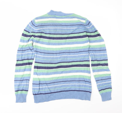 EWM Womens Blue Striped Knit Pullover Jumper Size S