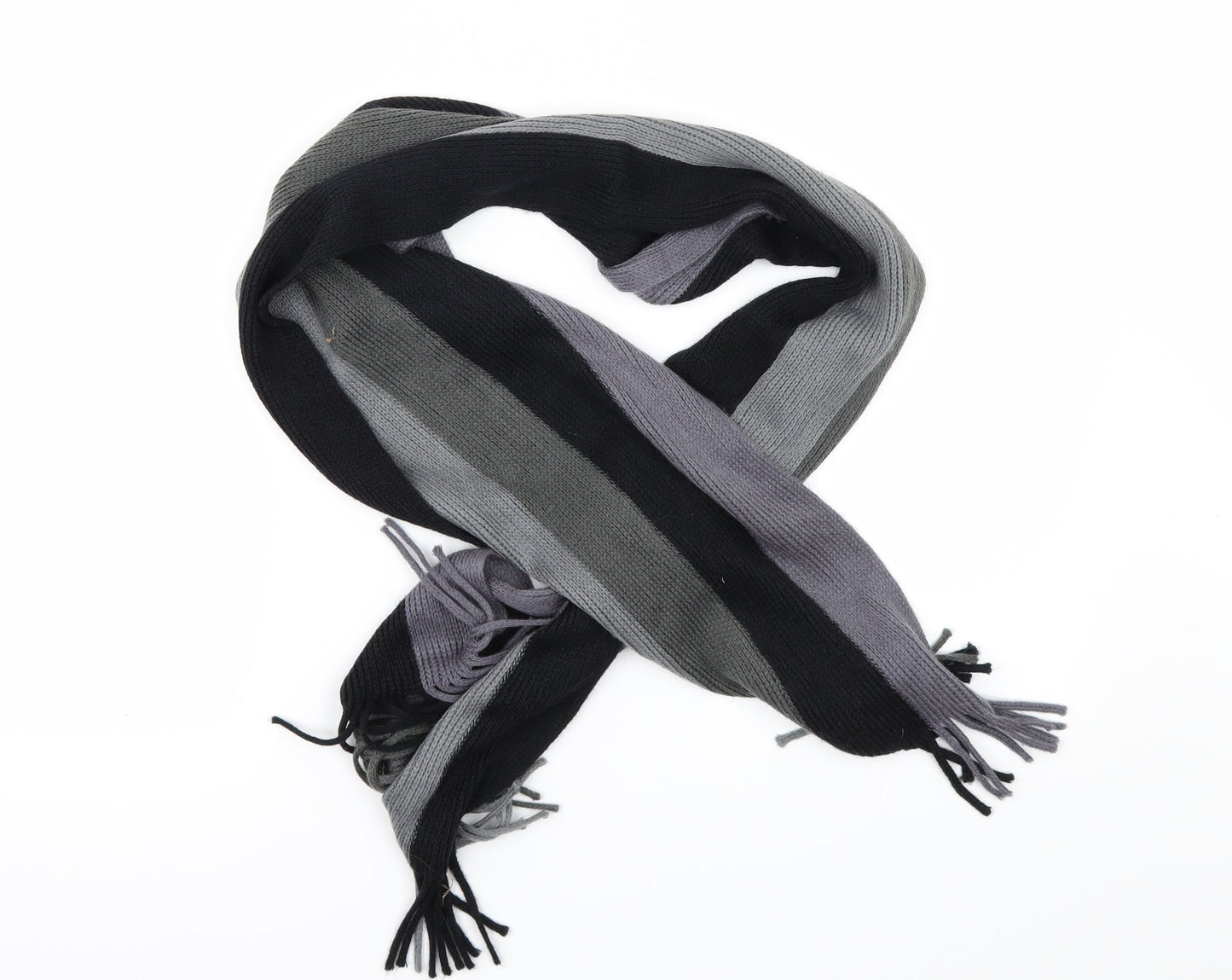 Preworn Mens Black Striped  Scarf  One Size