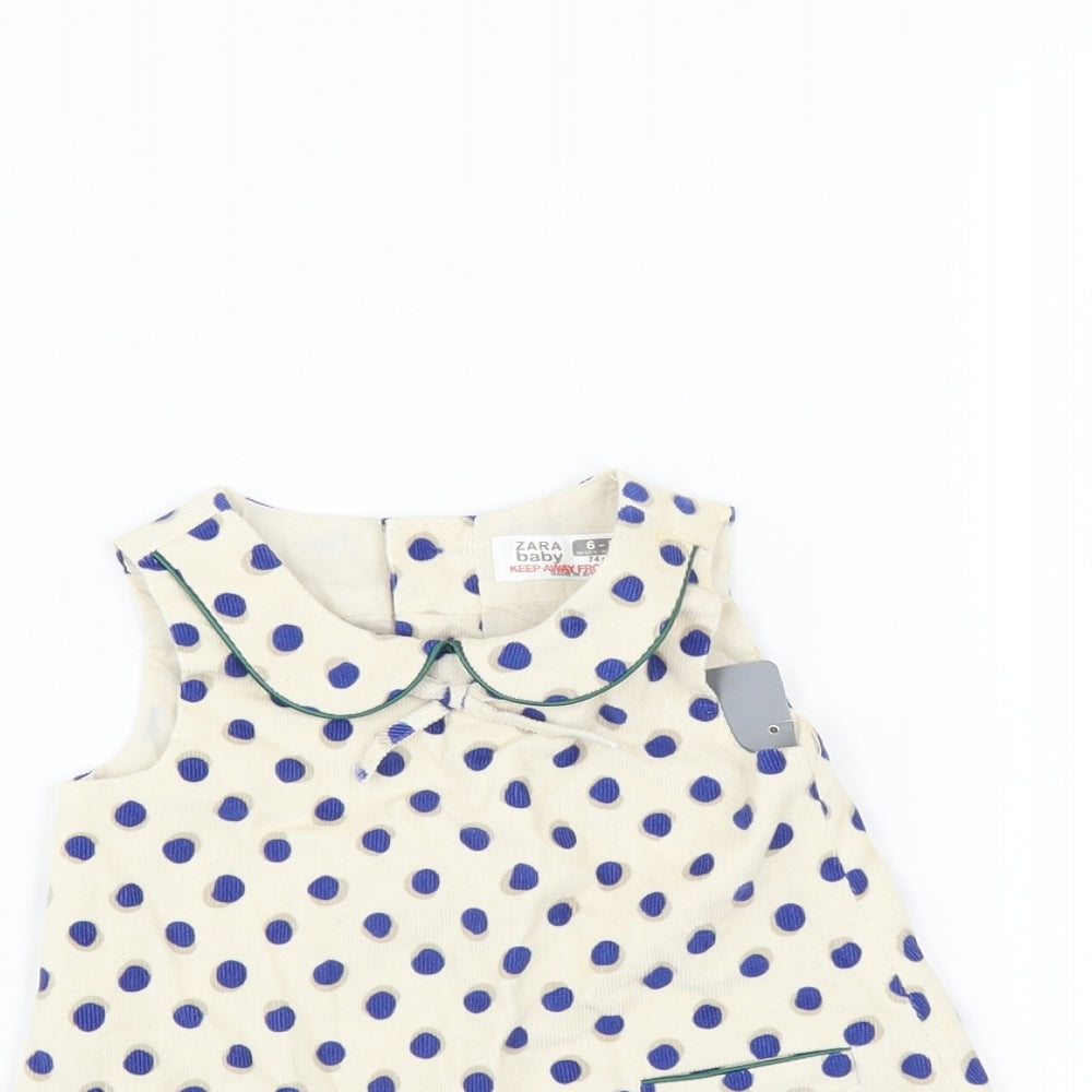 Zara Girls Ivory Polka Dot  Trapeze & Swing  Size 6-9 Months