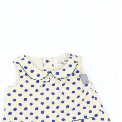 Zara Girls Ivory Polka Dot  Trapeze & Swing  Size 6-9 Months