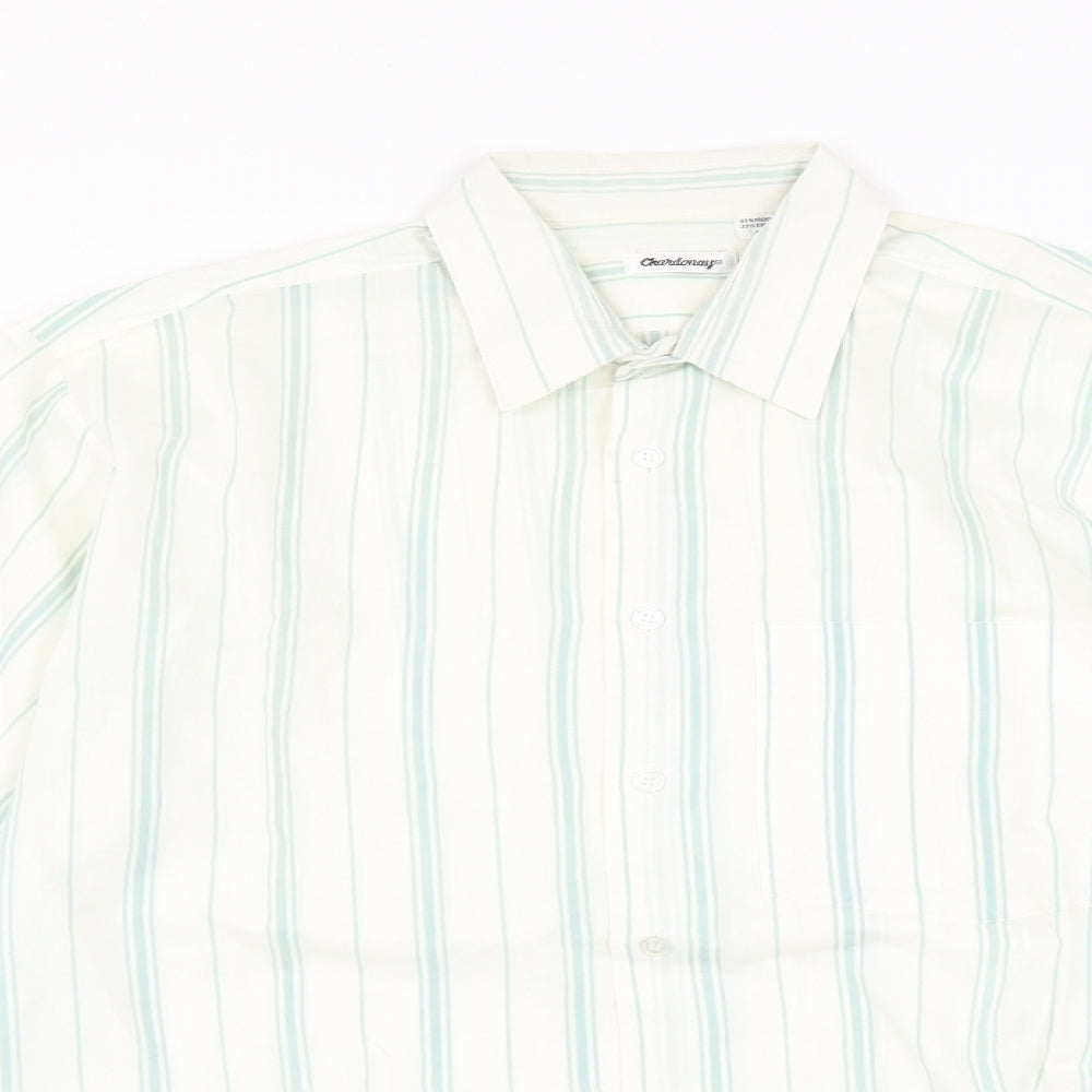 Mens UK Size 16 Chardonay Ivory  Button-Up Long Sleeve Casual Shirt