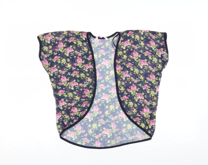 Miss Evie Girls Blue Floral  Cardigan Jumper Size 7-8 Years  - Shrug
