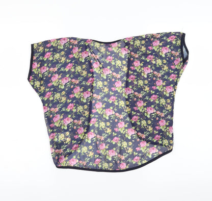 Miss Evie Girls Blue Floral  Cardigan Jumper Size 7-8 Years  - Shrug