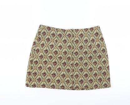 creative design industries Womens Beige Floral  A-Line Skirt Size 30 in