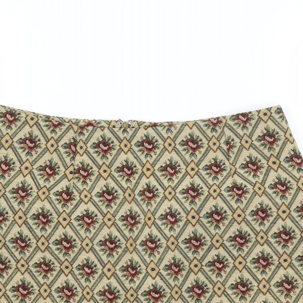 creative design industries Womens Beige Floral  A-Line Skirt Size 30 in