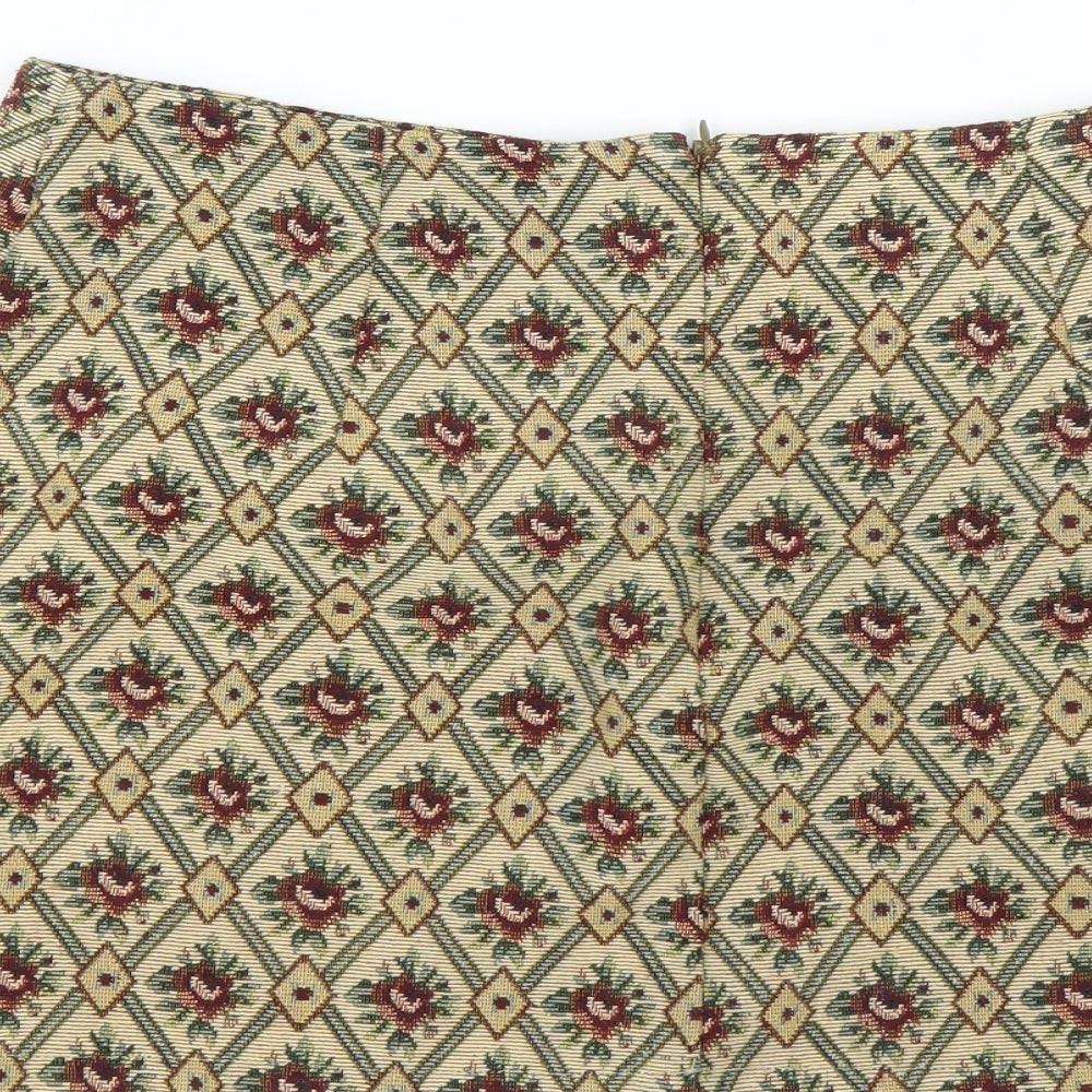 creative design industries Womens Beige Floral  A-Line Skirt Size 30 in