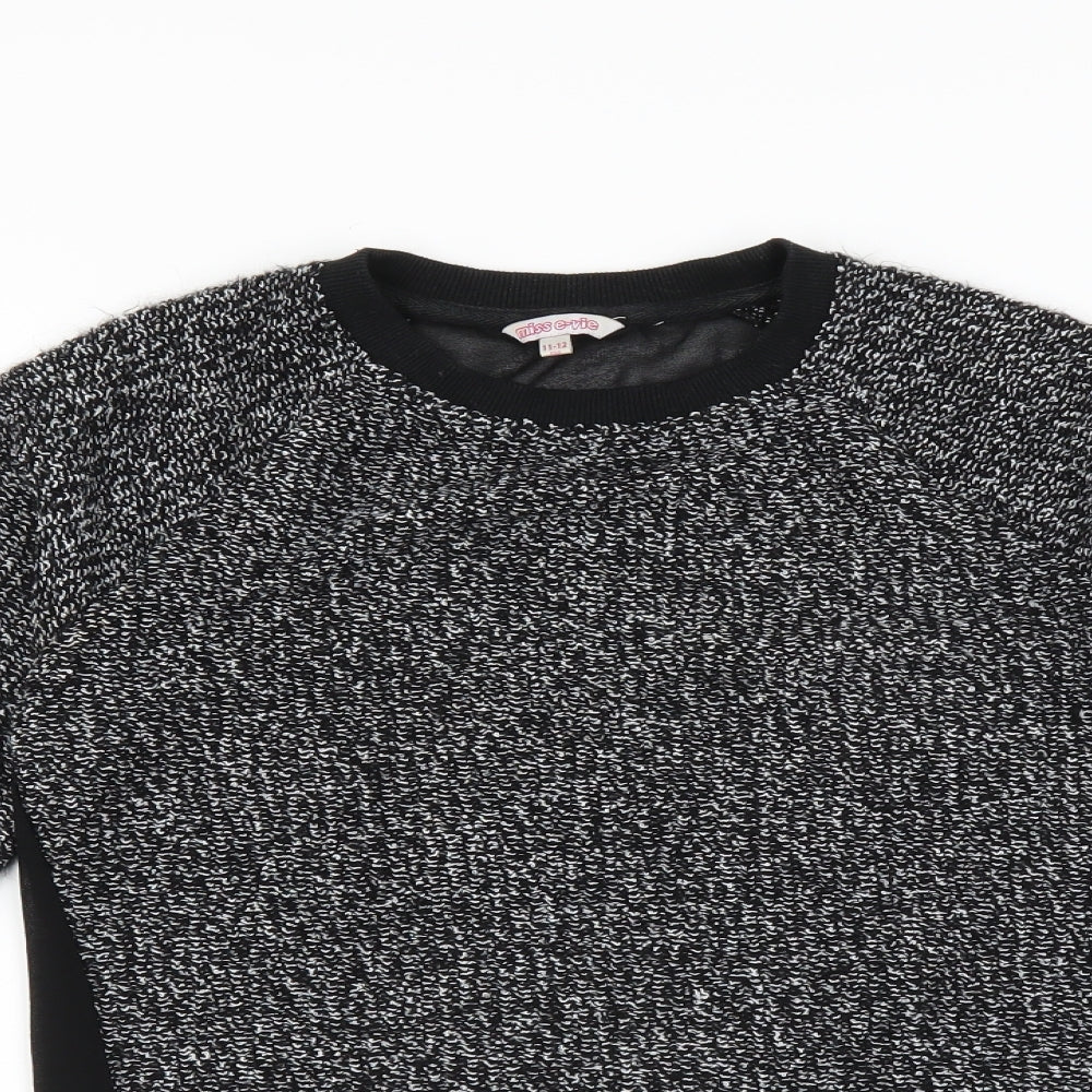Miss Evie Girls Black   Pullover Jumper Size 11-12 Years