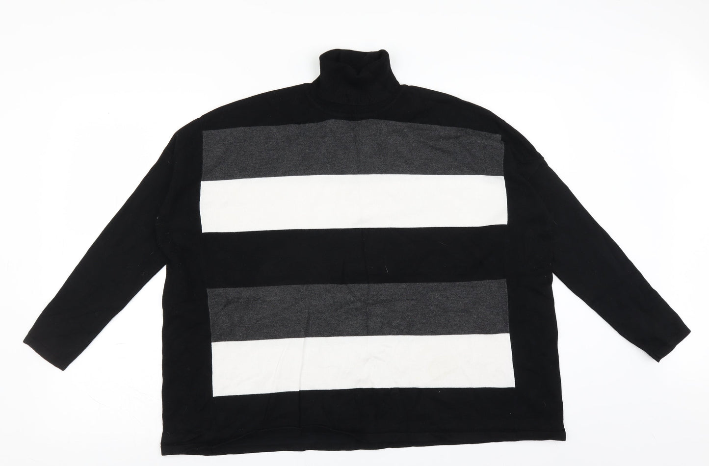 Marble Womens Black Striped  Pullover Jumper Size S