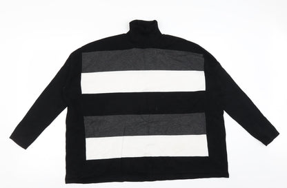 Marble Womens Black Striped  Pullover Jumper Size S