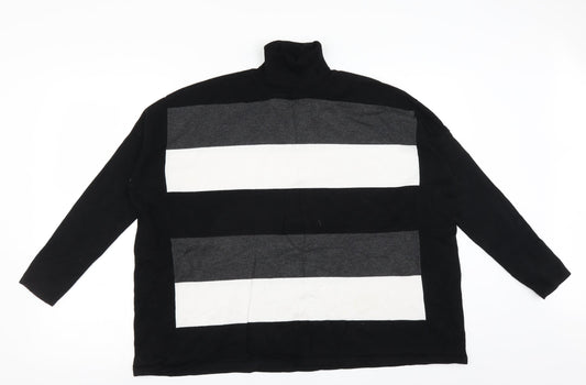 Marble Womens Black Striped  Pullover Jumper Size S