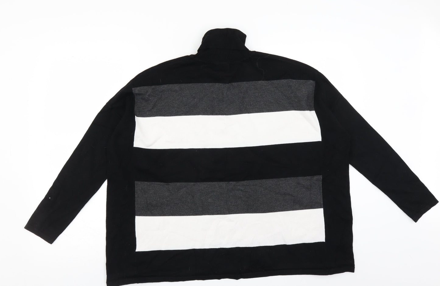 Marble Womens Black Striped  Pullover Jumper Size S
