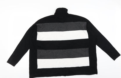 Marble Womens Black Striped  Pullover Jumper Size S