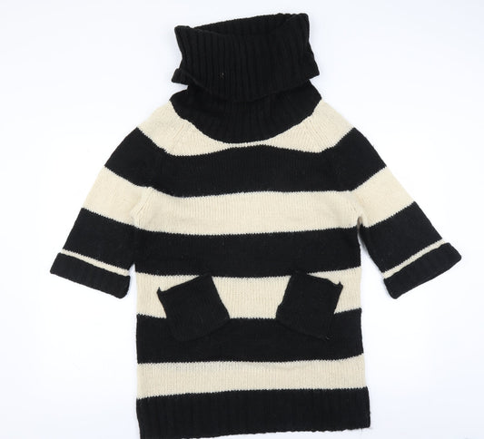 Warehouse Womens Black Striped  Pullover Jumper Size 10