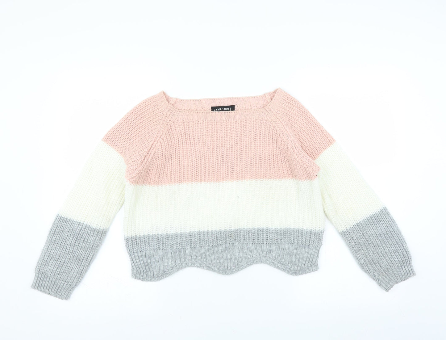 CAMEO ROSE  Womens Pink   Pullover Jumper Size S  - Scallop Hem
